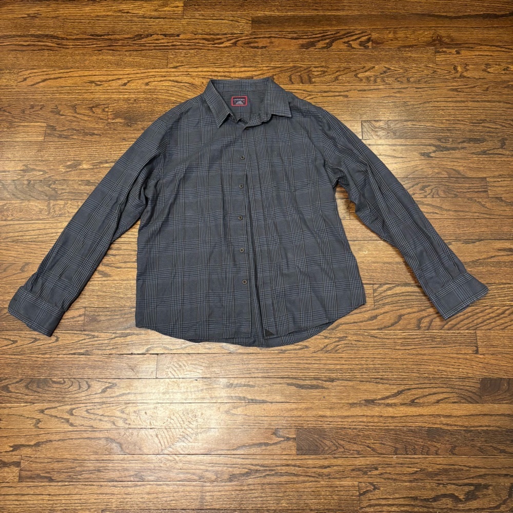 Untuck It Cotton Longsleeve Mini Stripe Plaid Button Down Shirt